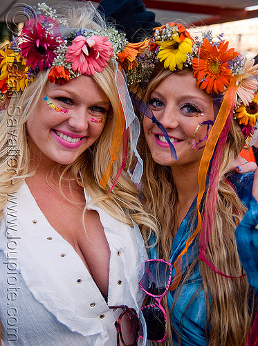 women with flower headdress, flowers, flowery, hats, headdress, headdresses, lovevolution, women