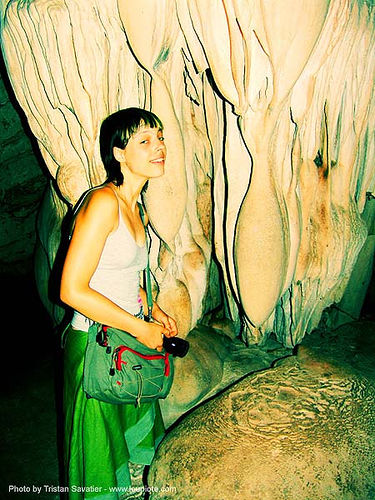 wonder-cave - anke-rega, cave formations, caving, concretions, cross-processed, curtains, draperies, flowstone, natural cave, speleothems, spelunking, stalactites, thailand, woman