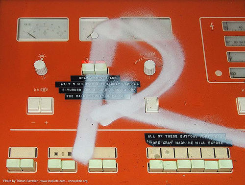 x-ray-machine-controls - abandoned hospital (presidio, san francisco), abandoned building, abandoned hospital, graffiti, presidio hospital, presidio landmark apartments, radiography, x-ray machine