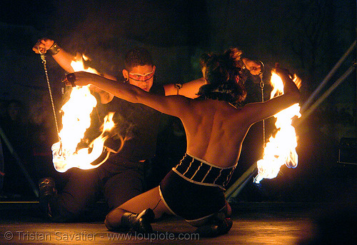 xeno's fire dancers - burning man fire arts exposition 2006, burning man fire arts exposition, fire dancer, fire dancing, fire performer, fire poi, fire spinning, night, xeno, xenodrome