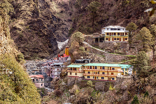 yamunotri village and temple (india), hindu pilgrimage, mountains, yamunotri