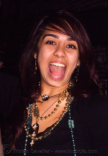young woman with beads necklaces, beads, necklaces, neclaces, party girl, woman