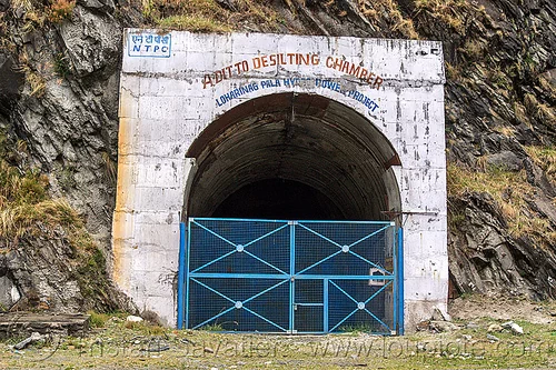 adit to desilting chamber - loharinag-pala hydro power project (india), adit, bhagirathi valley, closed, entrance, gate, hydro electric, locked, loharinag-pala hydro power project, tunnel