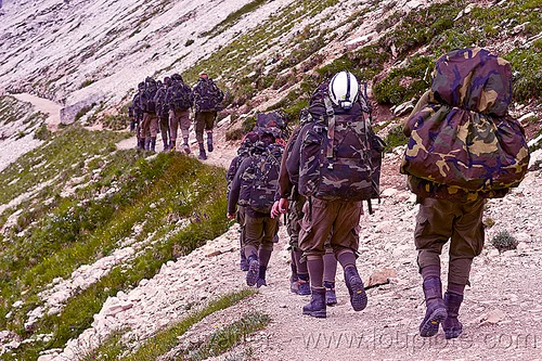 alpini - italian elite mountain troops, alpines, alpini, alps, army green, battledress, boots, camouflage, climbing helmet, dolomites, fatigues, heavy backpacks, hiking, italian army, khaki, men, military, mountain infantry, mountain troops, mountains, parco naturale dolomiti di sesto, soldiers, trail, training, uniform, walking