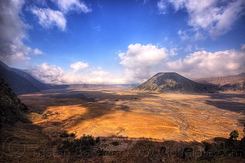 batok volcano in the tengger caldera, batok volcano, cloudy sky, couds, gunung batok, landscape, lautan pasir, sand, stratovolcano, tengger caldera, volcanic ash, volcanic cone