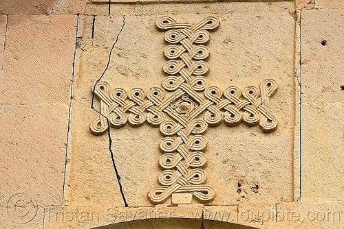 beautiful cross low-relief stone carving - işhan monastery - georgian church ruin (turkey country), byzantine architecture, cross, decoration, detail, geometric, georgian church ruins, ishan church, ishan monastery, işhan, low-relief, motives, orthodox christian