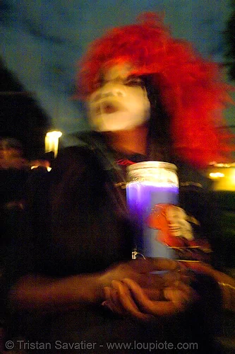 blurred - dia de los muertos - halloween (san francisco), candlelight vigil, costumes, day of the dead, dia de los muertos, face painting, facepaint, halloween, makeup, night