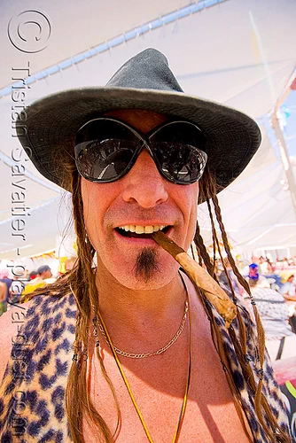 burning man - burner, attire, burning man outfit, cigar smoking, goatee, goaty, hat, sunglasses