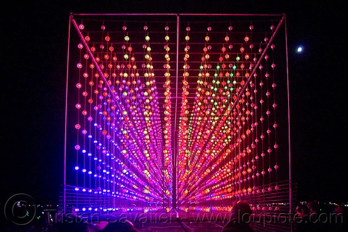 burning man - cubatron l5 by mark lotter, burning man at night, cubatron l5, glowing, led lights, mark lotter, ping pong balls