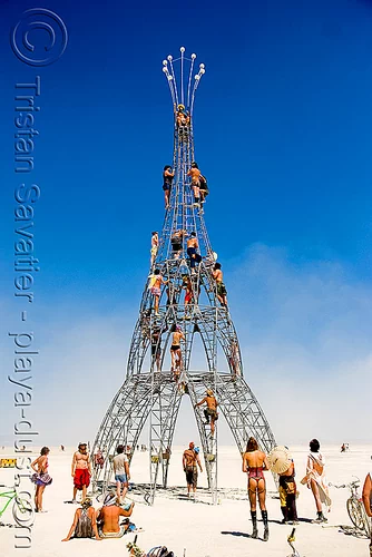 burning man - elevation tower, art installation, climbing, elevation tower, interactive, michael christian, sculpture