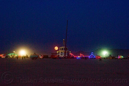 burning man - full moon rising, burning man at night, full moon, the man