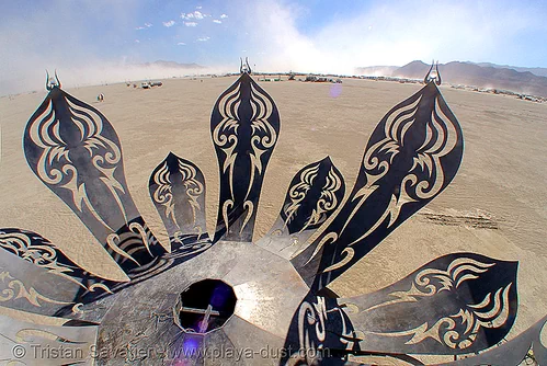 burning man - guardian of eden - metal flower, art installation, metal flower, metal sculpture, steel