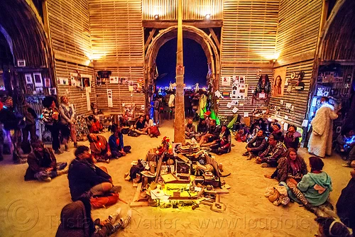burning man - inside the temple, burning man at night, burning man temple, inside, interior, mementos, sitting