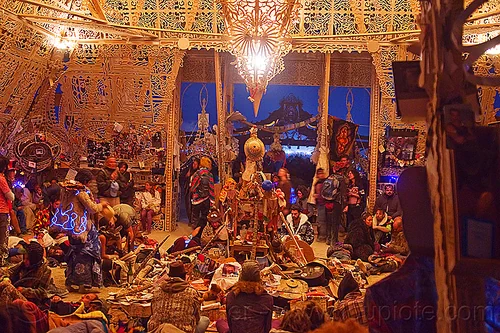 burning man - mementos in the temple, burning man at night, burning man temple, inside, interior, mementos
