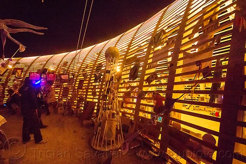 burning man - mementos in the temple of promise at night, architecture, burning man at night, burning man temple, frame, mementos, temple of promise