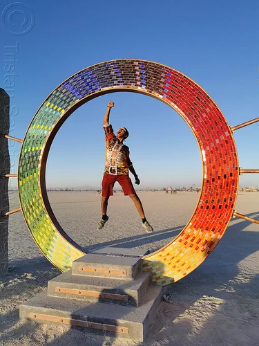 burning man - portal - art installation by david oliver and the art city monsters, art city monsters, art installation, circle, david oliver, jumpshot, man, portal, ring, sculpture