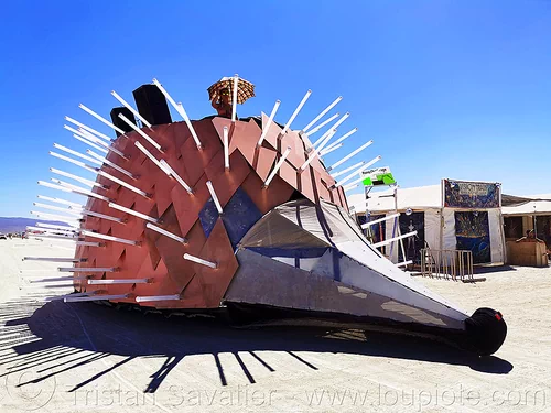 burning man - traveling edgehog art car, burning man art cars, edgehog art car, mutant vehicles