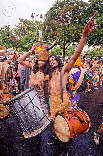 choukaj at the carnaval tropical de paris, caribbean, carnaval tropical, choukaj, costumes, creole, créole, drum, drumd, drummers, guadeloupe, hat, indigenous culture, men, parade, traditional, tribal, west indies
