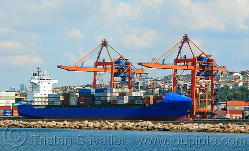 cranes - istanbul container terminal (turkey country), blue, boat, box ship, cargo ship, container cranes, container ship, container terminal, containers, gantry cranes, harbor cranes, harbour crane, istanbul, portainers, portal cranes, sea, shipping, yigitcan, yiğitcan