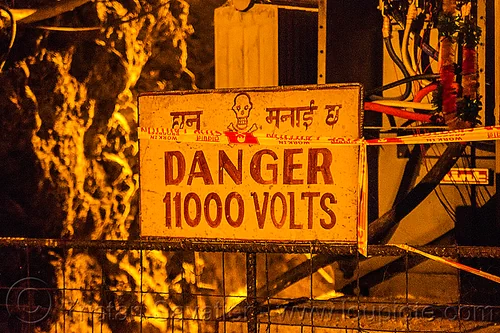 danger 11000 volts - lanco hydro power project - teesta river - sikkim (india), 11000, adit, caution, crossbones, danger, hydro-electric, sign, sikkim, teesta, tista, trespassing, tunnel, urbex, volts, warning