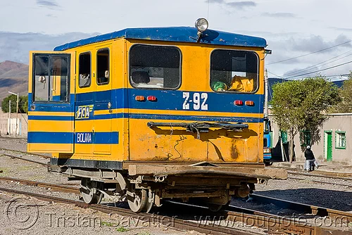 fca speeder - draisine - z-92 - uyuni (bolivia), bolivia, dolly, draisine, enfe, fca, rail trolley, railroad speeder, railroad tracks, railway tracks, train, uyuni, z-92