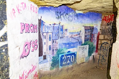 fresques de baptême des promotions de l'école des mines de paris - catacombes de paris - catacombs of paris (off-limit area), 1995, 270, cave, clandestines, ecole des mines, illegal, mural, painting, roofs, street art, toits, trespassing, underground quarry