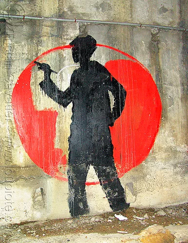 graffiti artist - muriel habert, graffiti artist, muriel habert, paint, painting, red circle, silhouette, street art