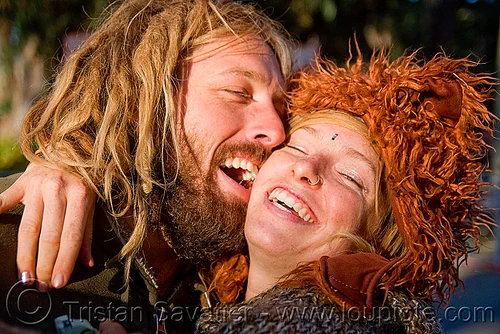 happy young couple embracing - gabrielle and henry, bluegrass, embracing, fuzzy hat, golden gate park, hardly, henry, hippie, kiss, kissing, lovers, man, strictly, woman