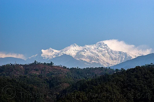 himalchuli mountain - himalayas (nepal), forest, hills, himalchuli, landscape, mount, mountains, peak, snow, summit