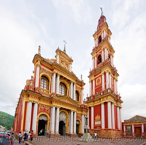 iglesia san francisco (salta, argentina), argentina, baroque, bell tower, campanil, church tower, iglesia san francisco, noroeste argentino, red, salta capital