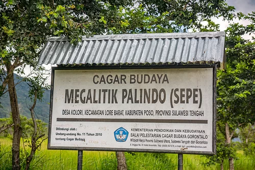 information sign near the palindo megalith - bada valley, bada valley megalith, sign