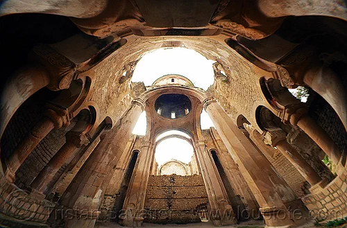 işhan monastery - georgian church ruin (turkey country), byzantine architecture, columns, fisheye, georgian church ruins, ishan church, ishan monastery, işhan, nave, orthodox christian