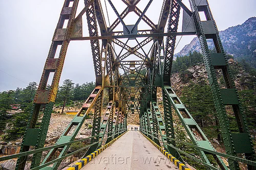 jadh ganga bridge - gangotri road (india), bhagirathi valley, jadh ganga bridge, road, single lane, truss bridge