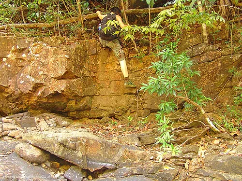 ko chang island - creek upstream from the waterfall - thailand, climbing, creek, hiking, ko chang, rock, woman
