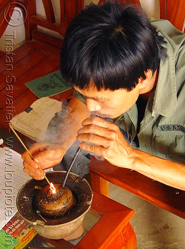 man smoking tobacco pipe - vietnam, man, smoke, smoker, smoking pipe, tobacco pipe