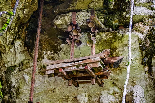 Old Toraja Erong Coffins Hanging in Londa Cave Burial Site