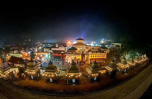 pashupatinath temple at night - kathmandu (nepal), fisheye, hindu temple, hinduism, kathmandu, maha shivaratri, night, pashupatinath temple, shrines