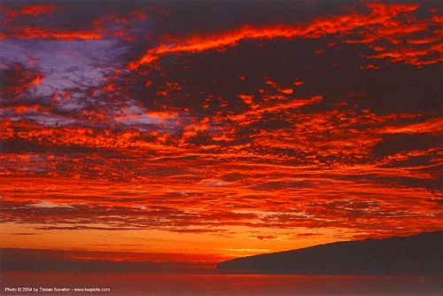 red sunset sky over the ocean, high clouds, indian ocean, landscape, red, sea, socotra island, south yemen, sunset