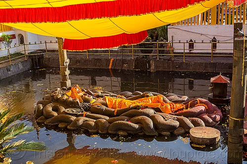sleeping vishnu in pond - budhanikantha temple (nepal), 11, budhanikantha temple, eleven-head, eleven-headed, floating vishnu, hindu temple, hinduism, jalakshayan narayan, laying down, naga snake, nāga snake, pond, pool, sculpture, sleeping vishnu, statue