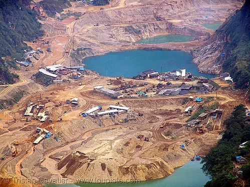 strip mine - vietnam - tình túc tin mine, flooded, mine ponds, open pit mine, open pit surface mine, open-cut mine, opencast mine, strip mine, tin mine, tinh tuc, tình túc