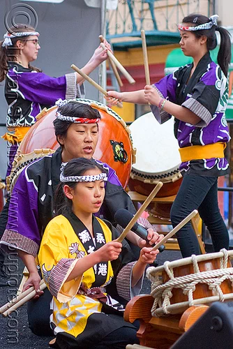 taiko drummers - chinese new year festival (san francisco), asian woman, asian women, chinese new year, drummers, drumming, drumsticks, genryu arts, girl, japanese drums, lunar new year, taiko dojo