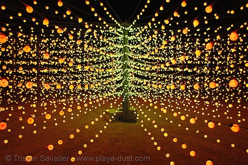 the big round cubatron - burning man 2006, art installation, burning man at night, glowing, the big round cubatron