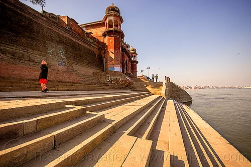varanasi ghat - ganges river (india), ganga, ganges river, ghats, hindu, hinduism, steps, vanishing point, varanasi