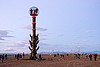 tower - burning man 2010, art installation, bryan tedrick, burning man, cage, dusk, sculpture, the man, the minaret, tower